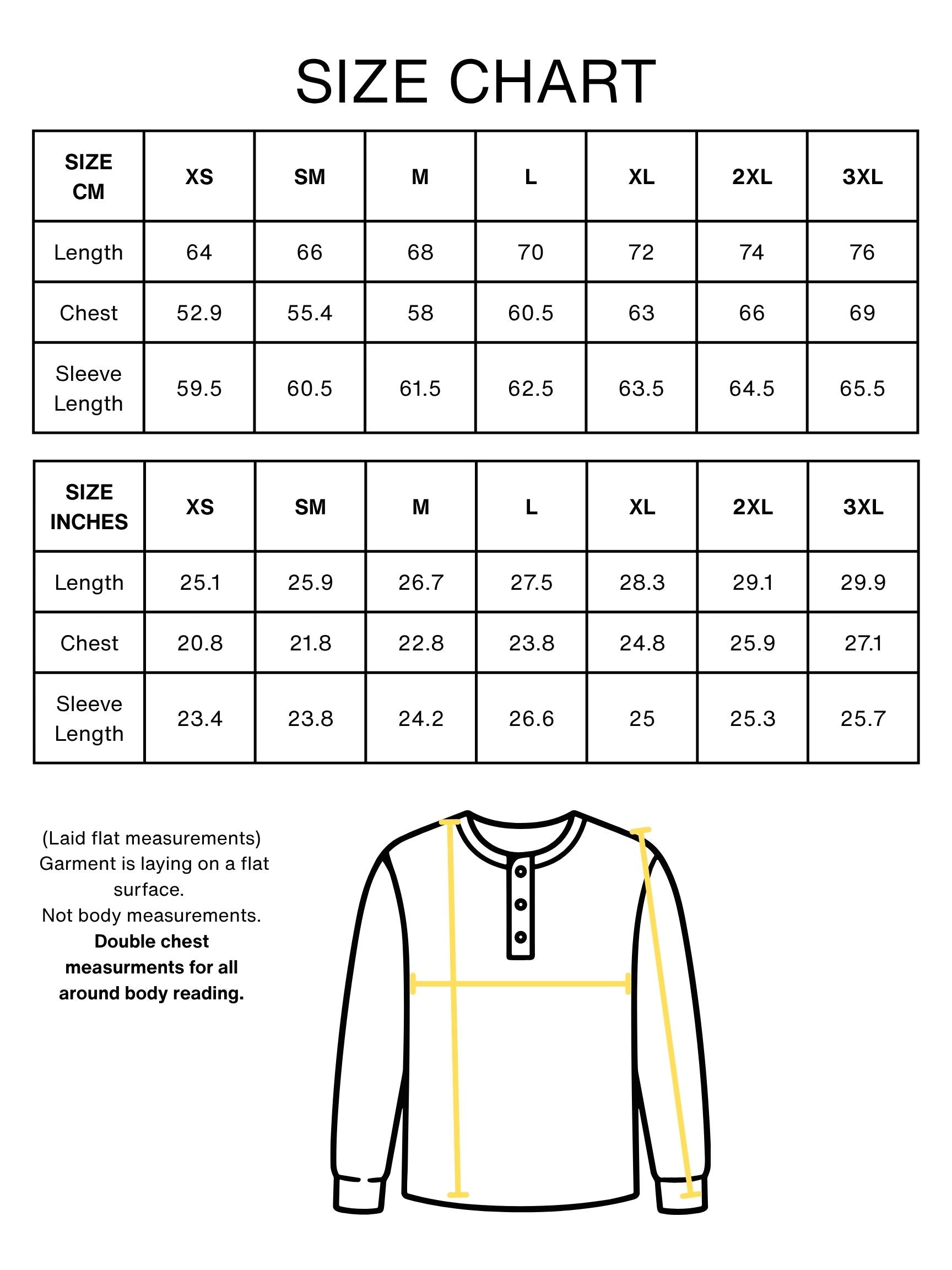 Dorohedoro Shin stitches Henley size chart 