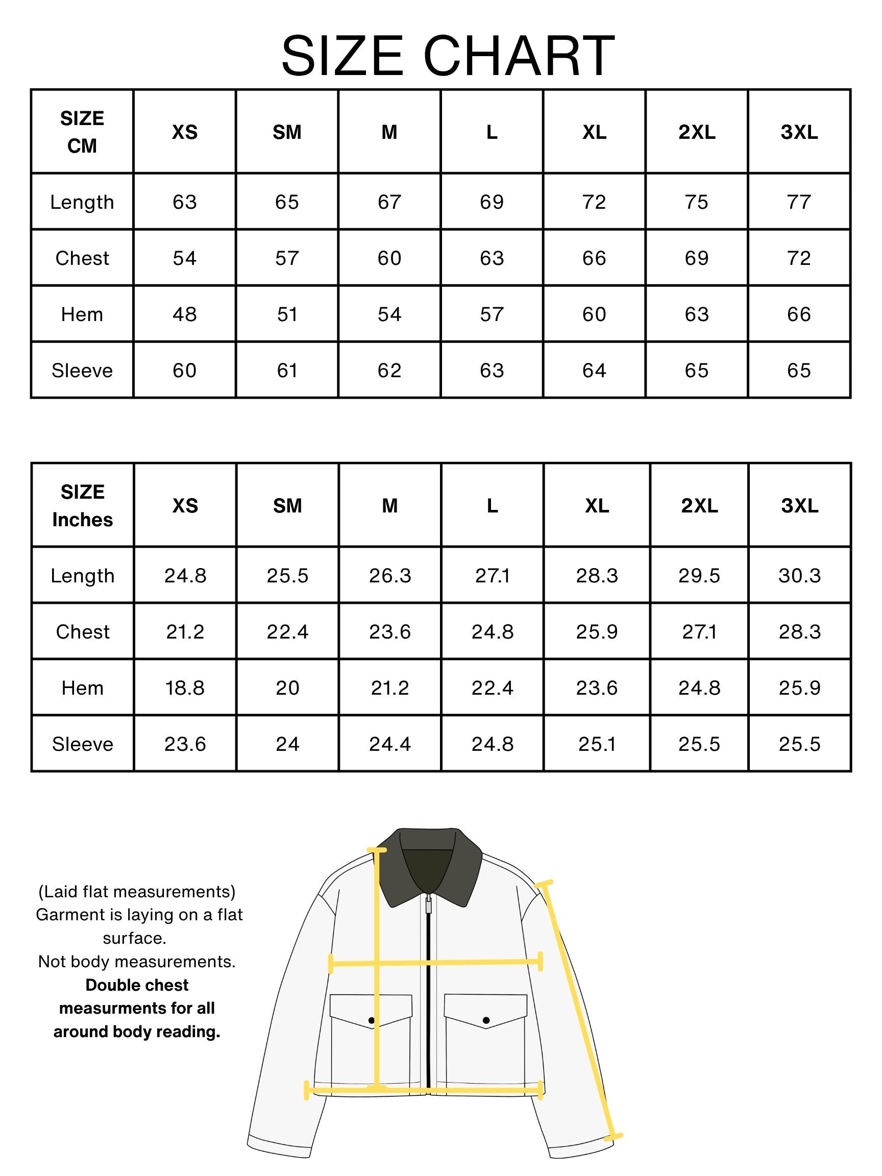 size chart 2026 work jacket 