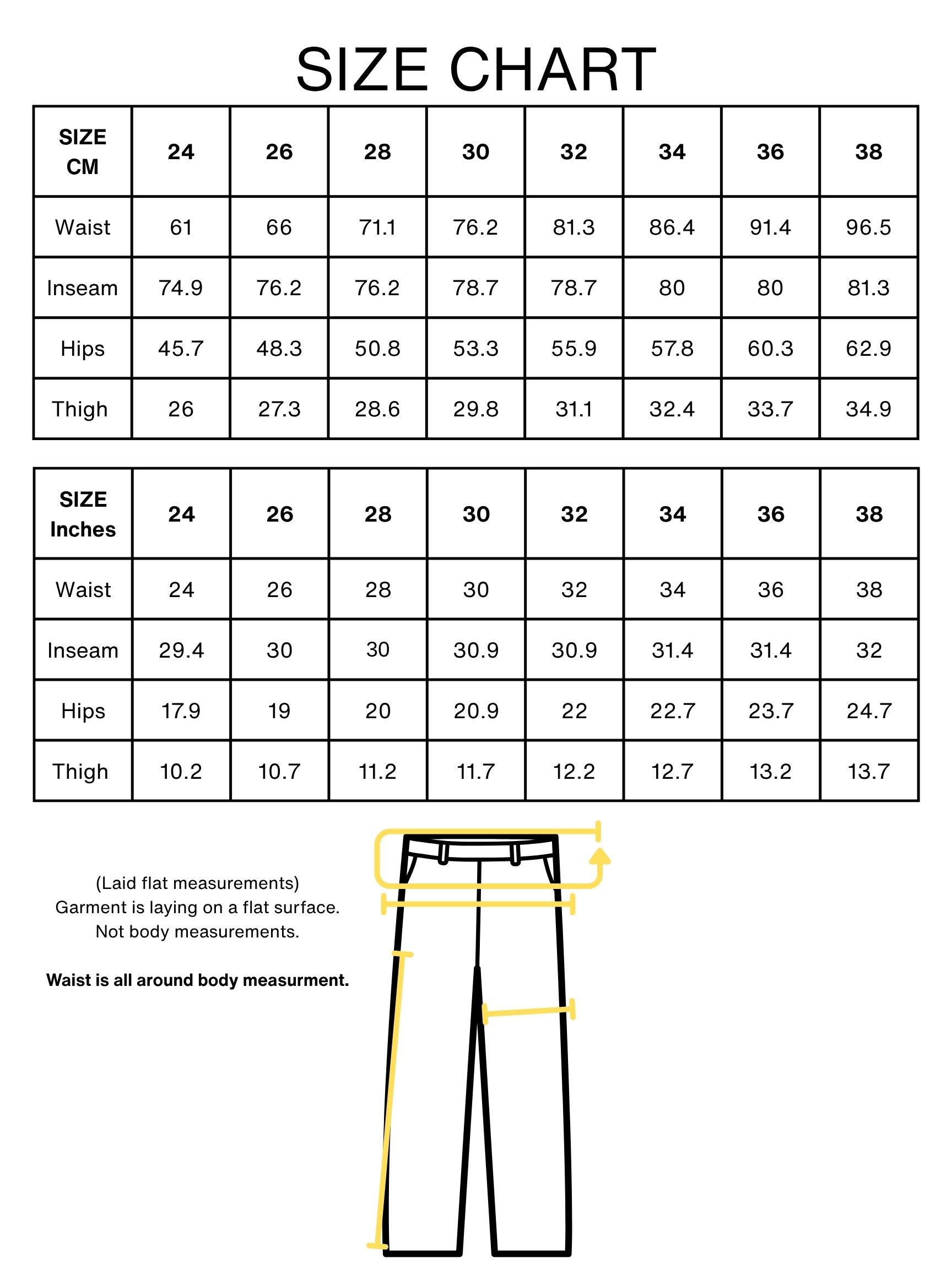 pleated trousers 2026 size chart 