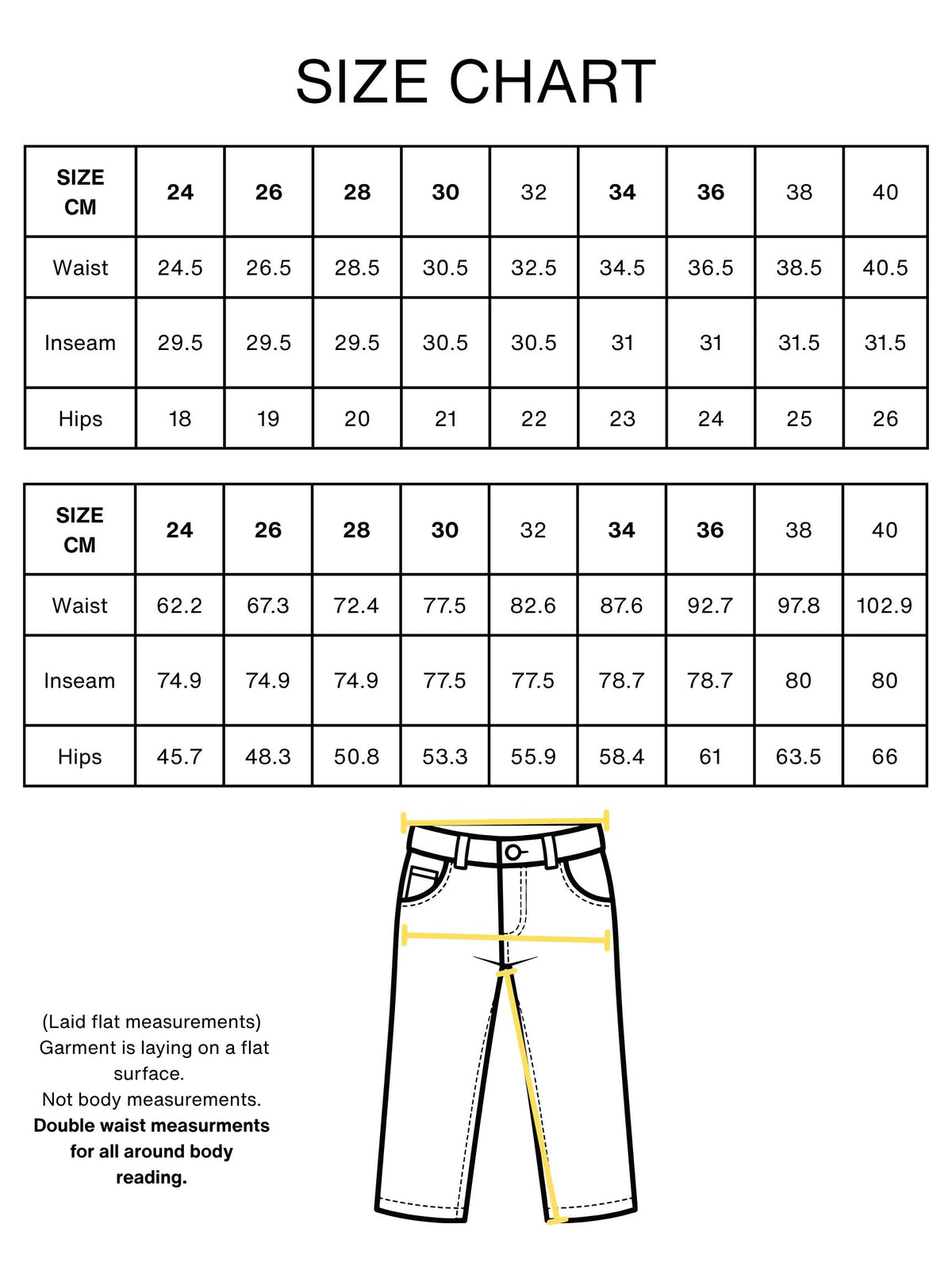 FMAB CARGOS size chart 