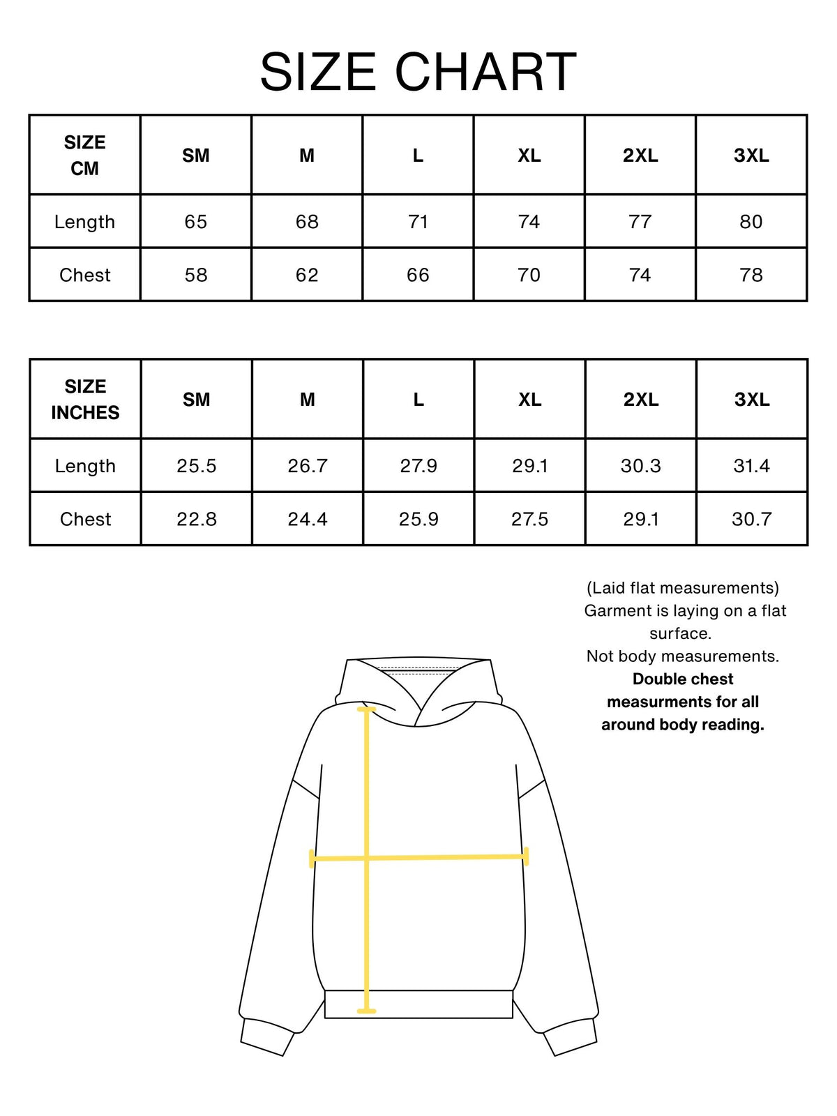 FMAB HOODIE SIZE CHART 