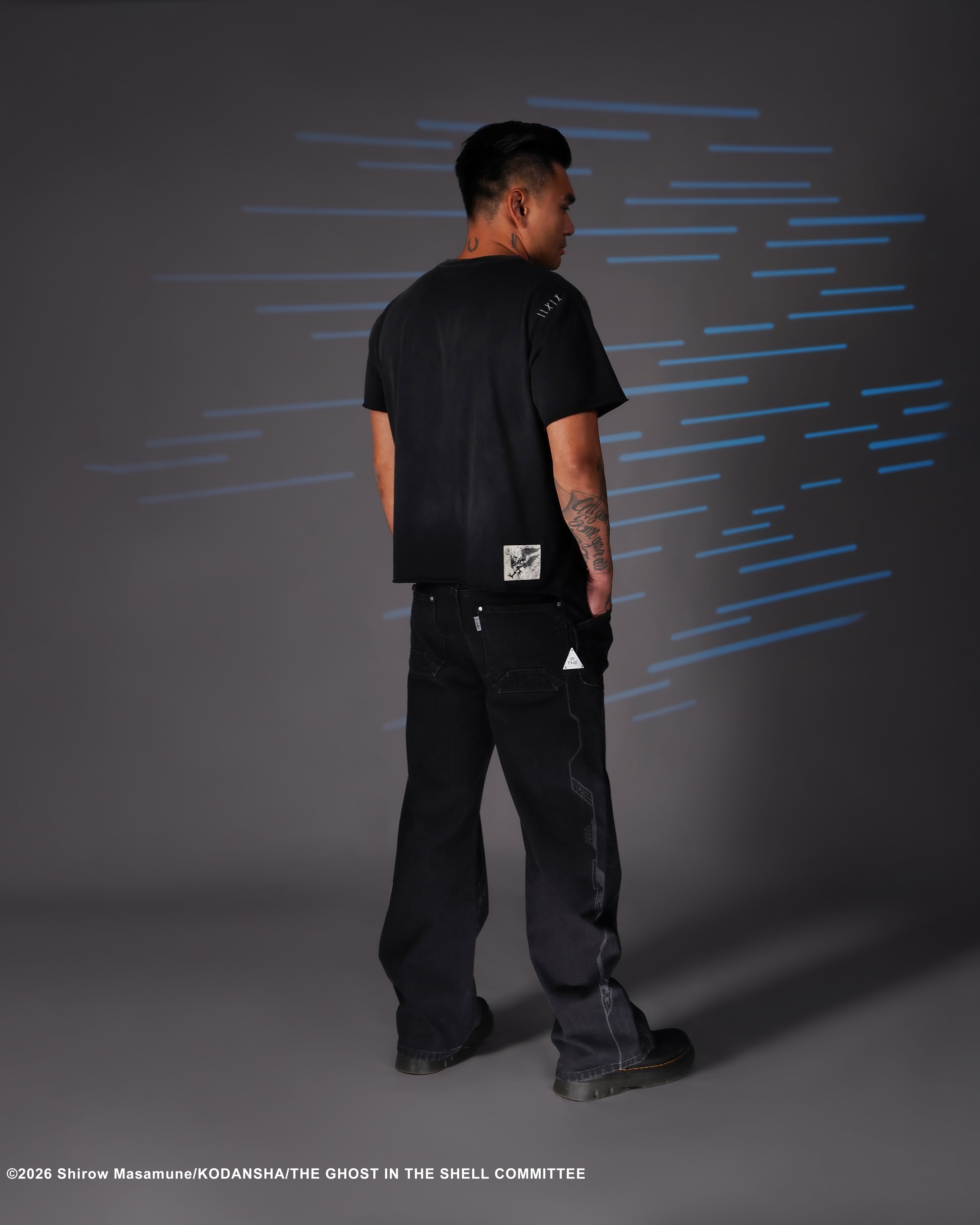 The Ghost in the Shell, black  cyber denim jeans