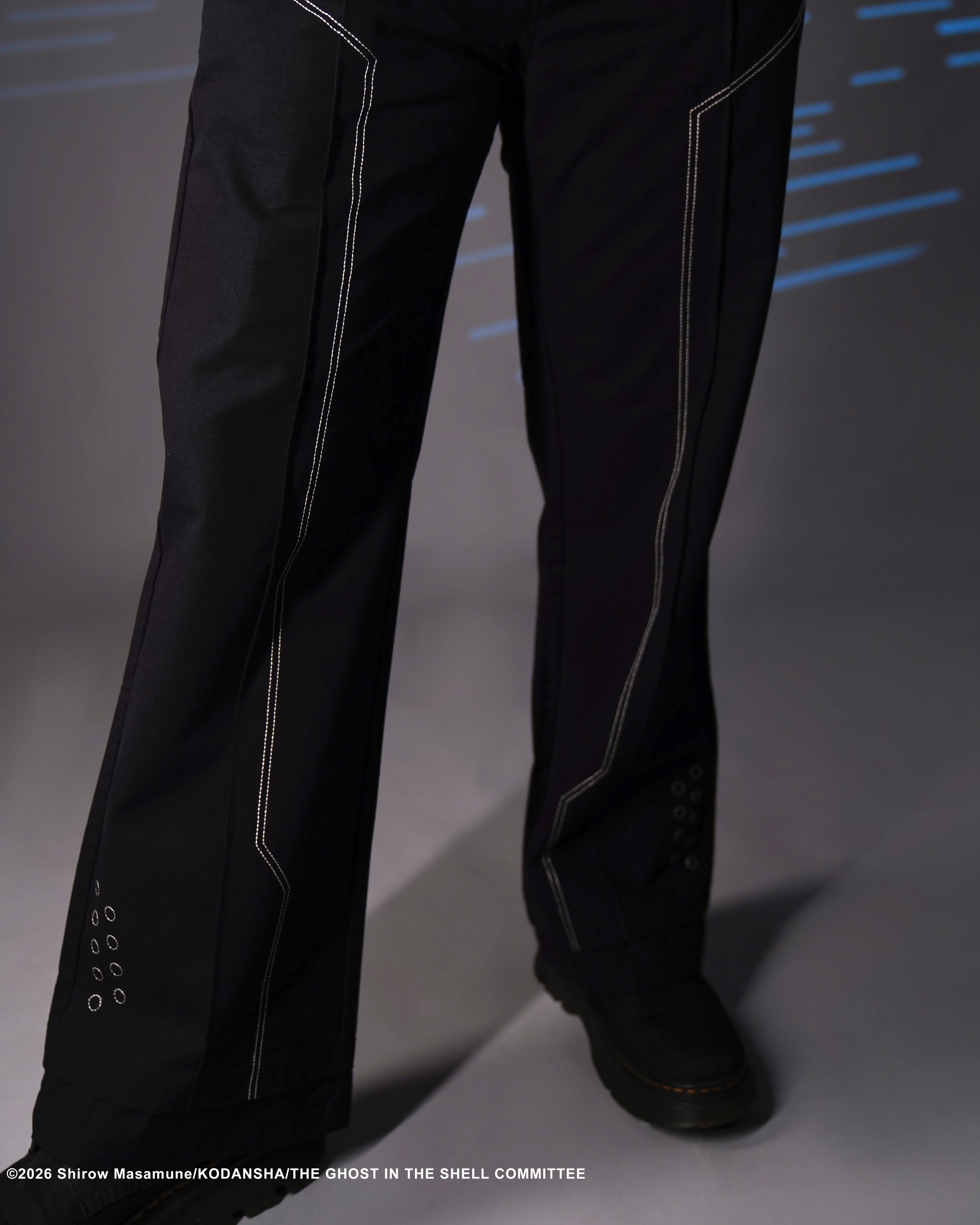 The Ghost in the Shell Ghost splice trousers in black 