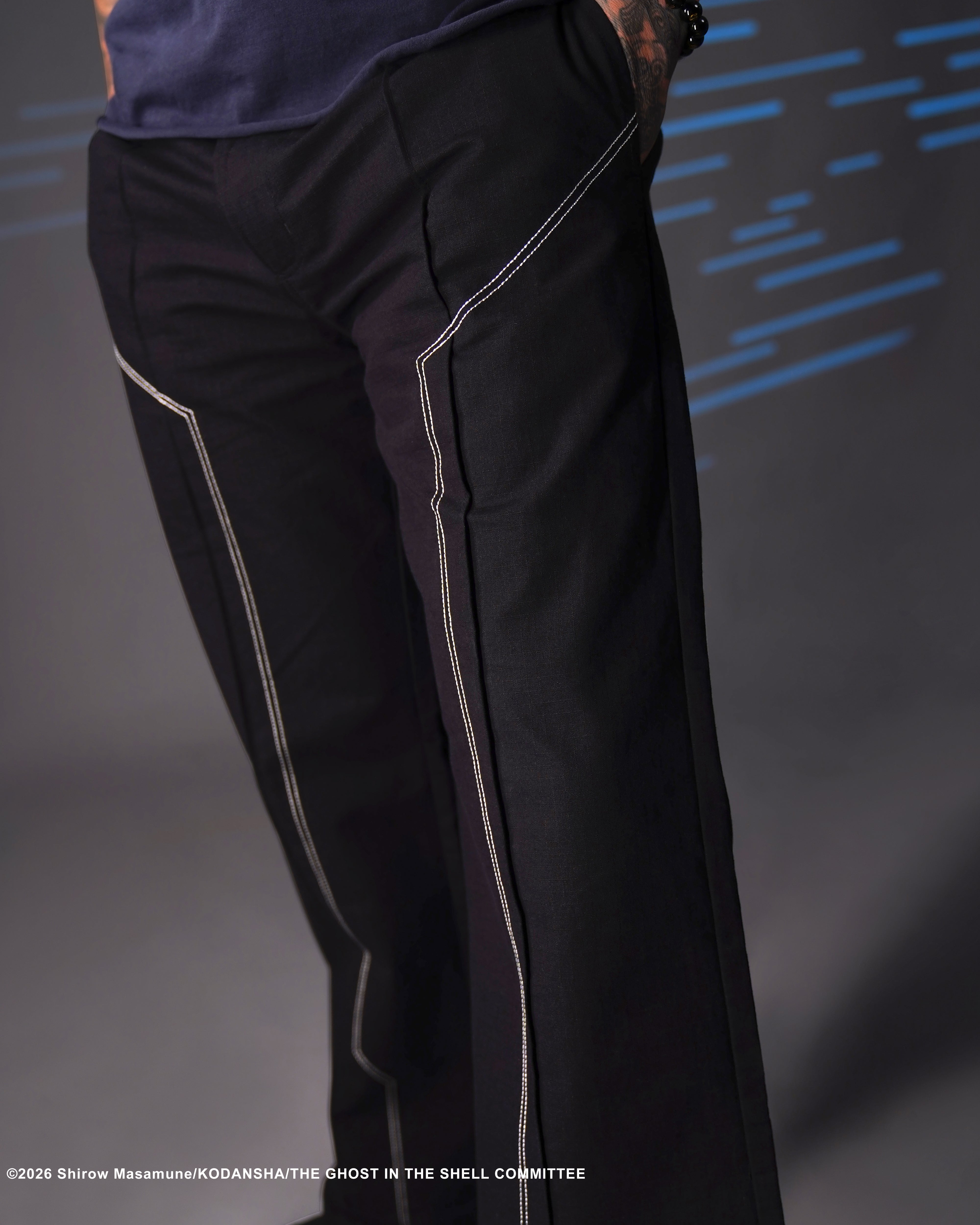 The Ghost in the Shell Ghost splice trousers in black 