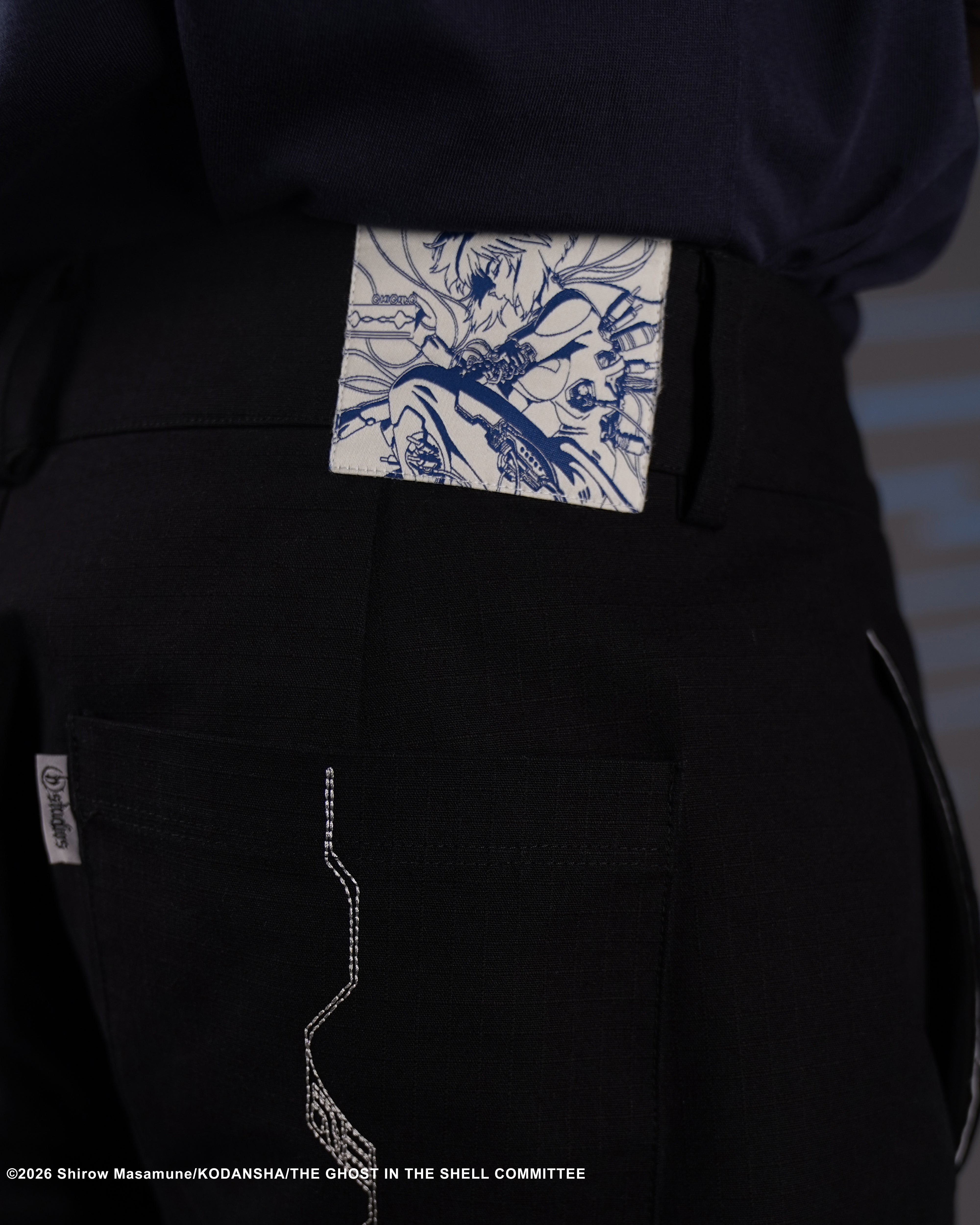 The Ghost in the Shell Ghost splice trousers in black 