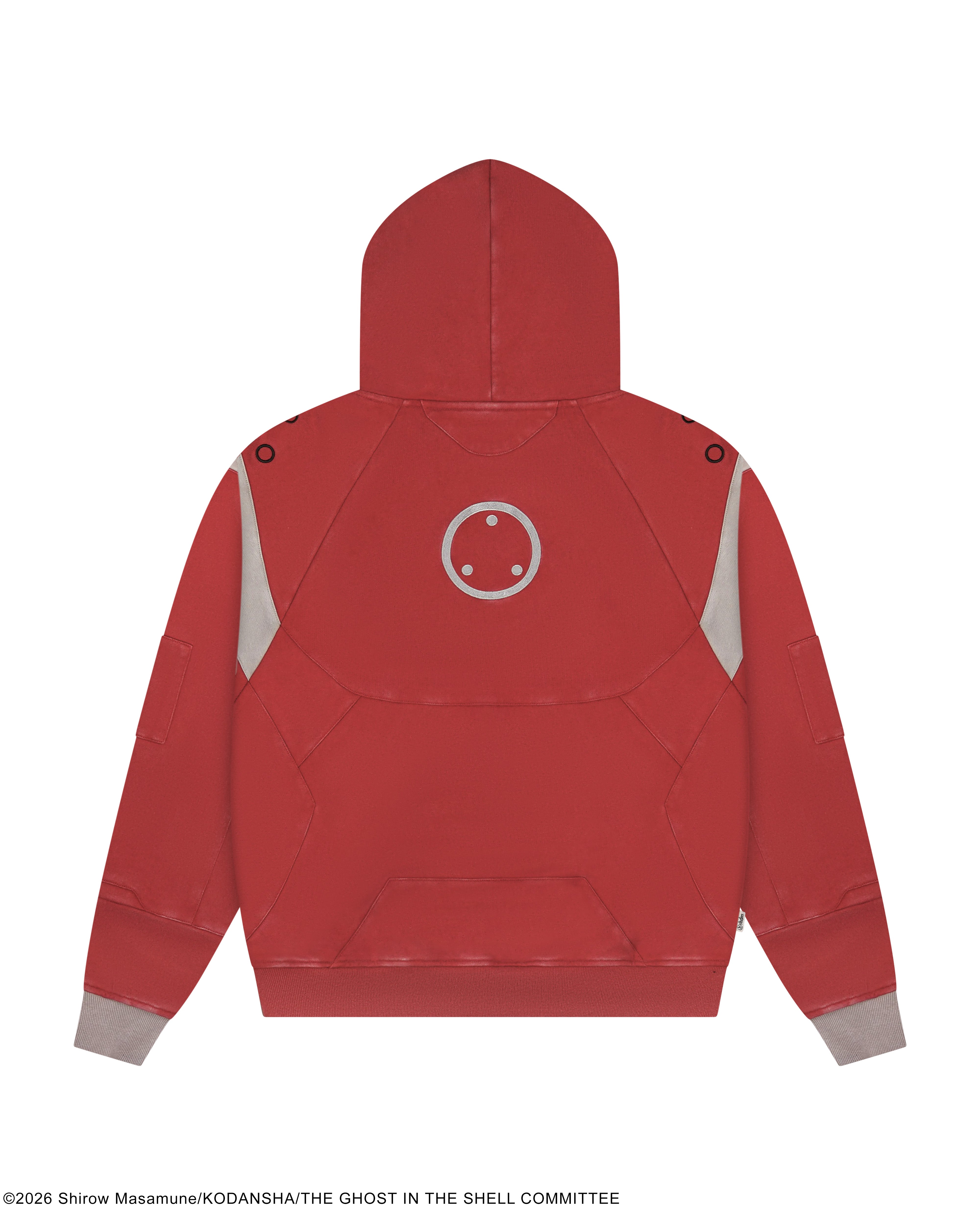 The Ghost in the Shell Fuchikoma logo patch armored paneled hoodie
