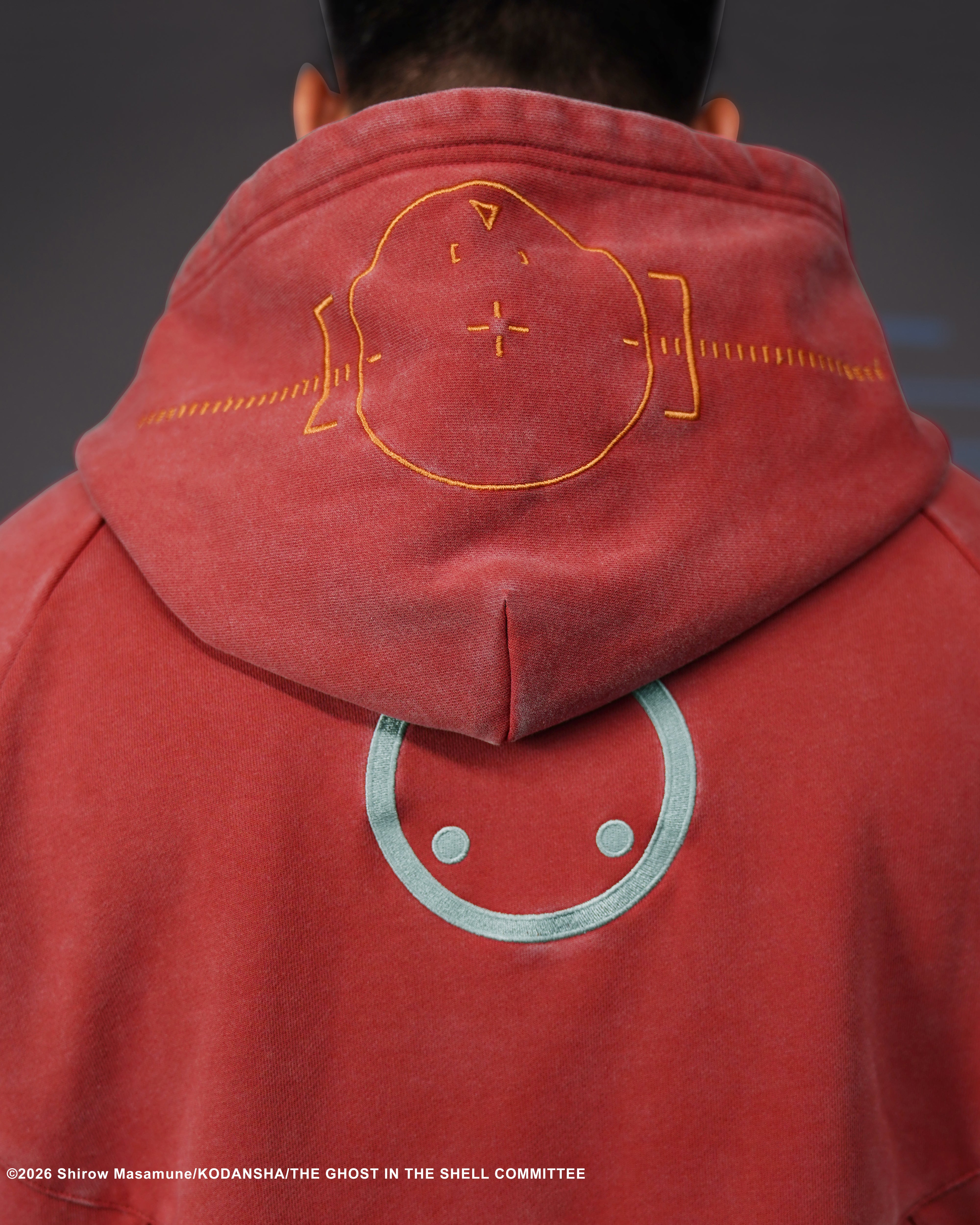 The Ghost in the Shell Fuchikoma logo patch armored paneled hoodie