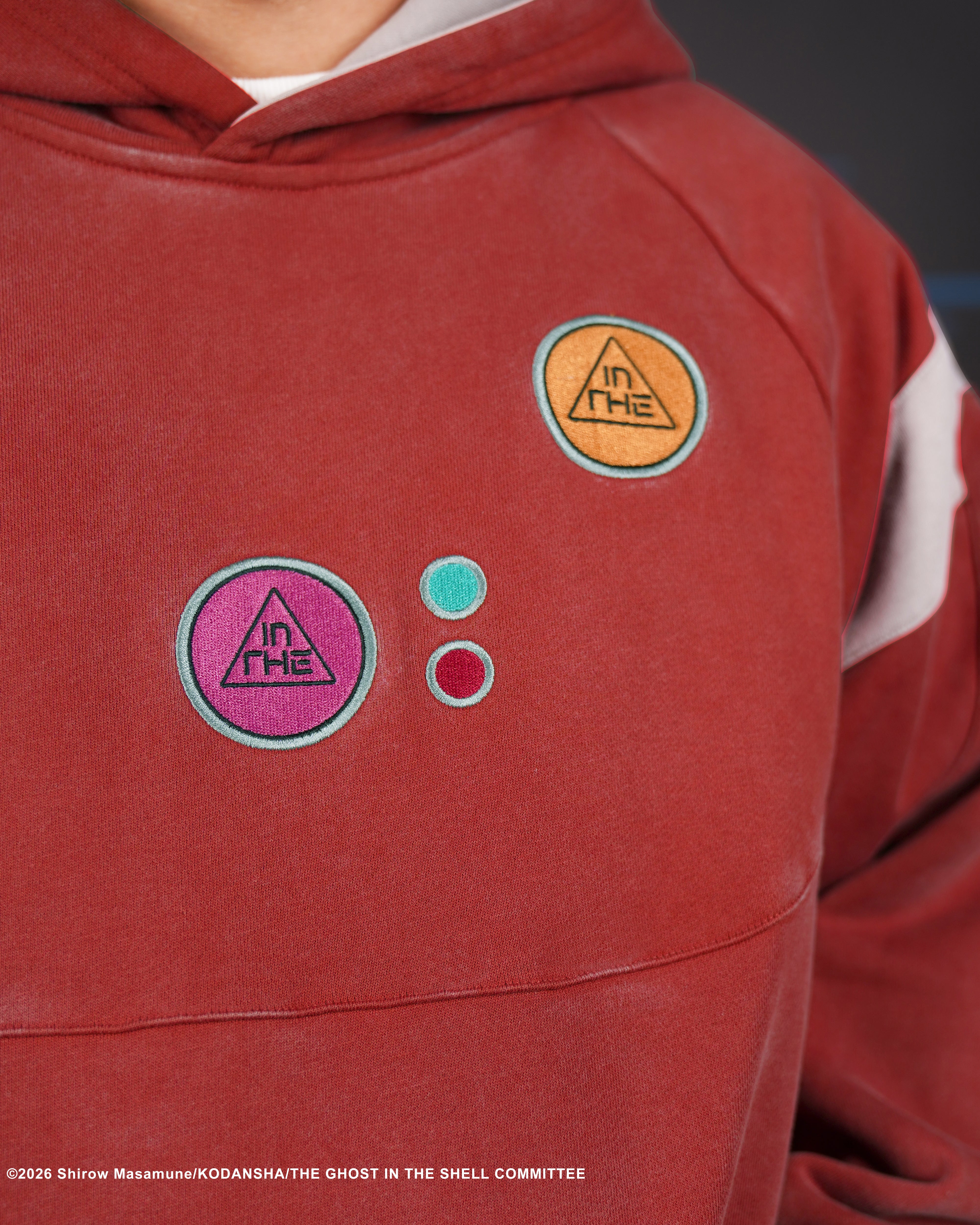 The Ghost in the Shell Fuchikoma logo patch armored paneled hoodie