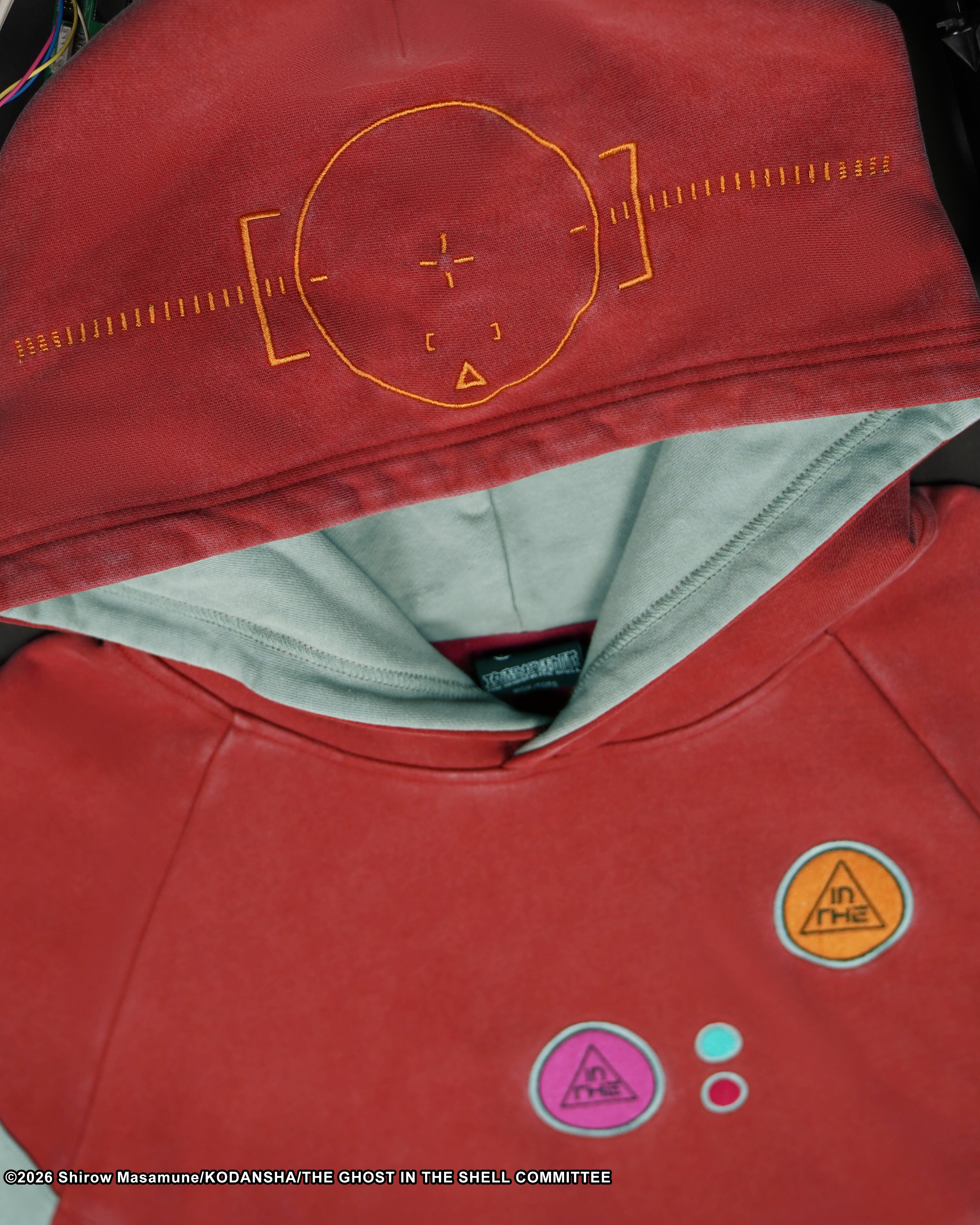 The Ghost in the Shell Fuchikoma logo patch armored paneled hoodie