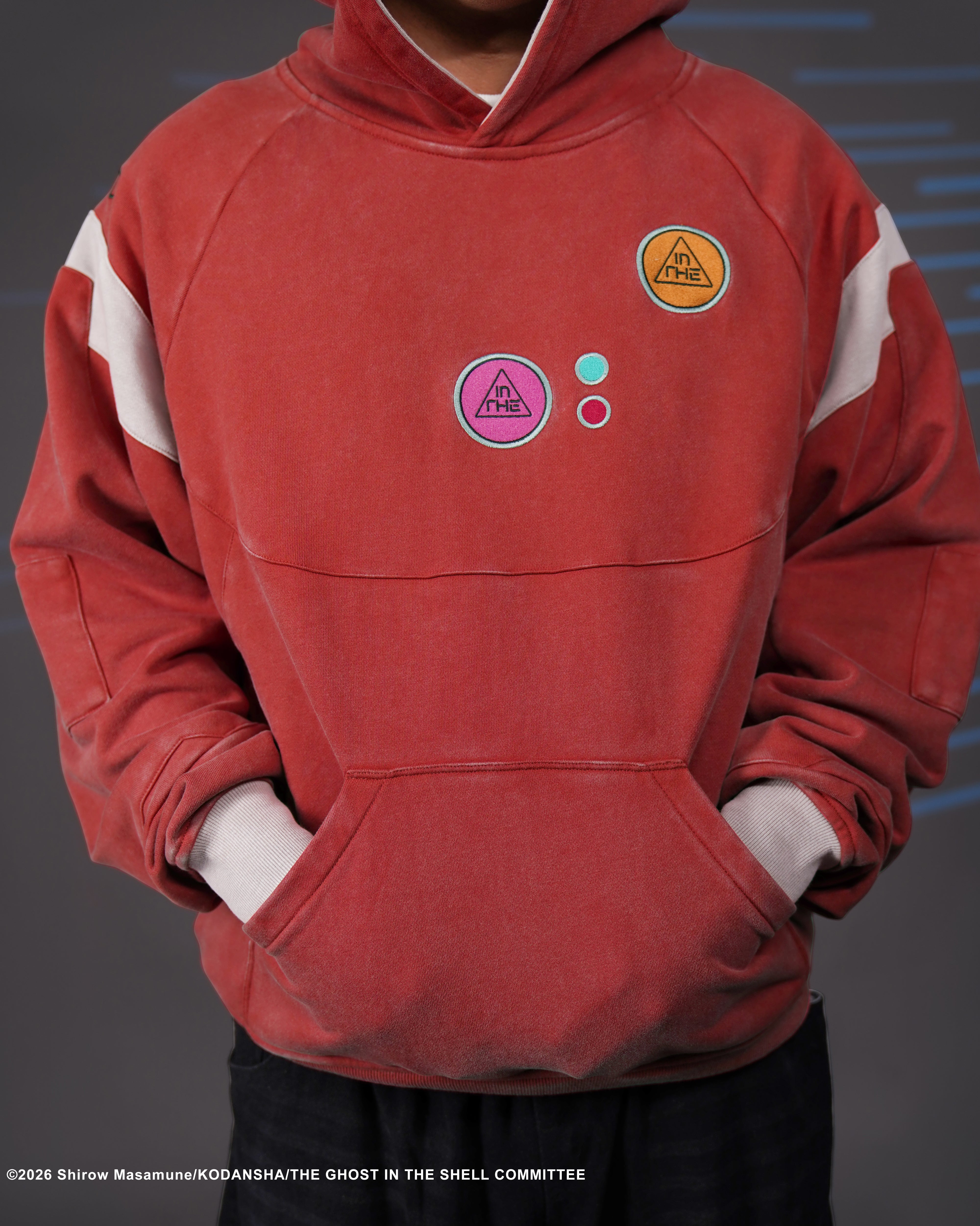 The Ghost in the Shell Fuchikoma logo patch armored paneled hoodie
