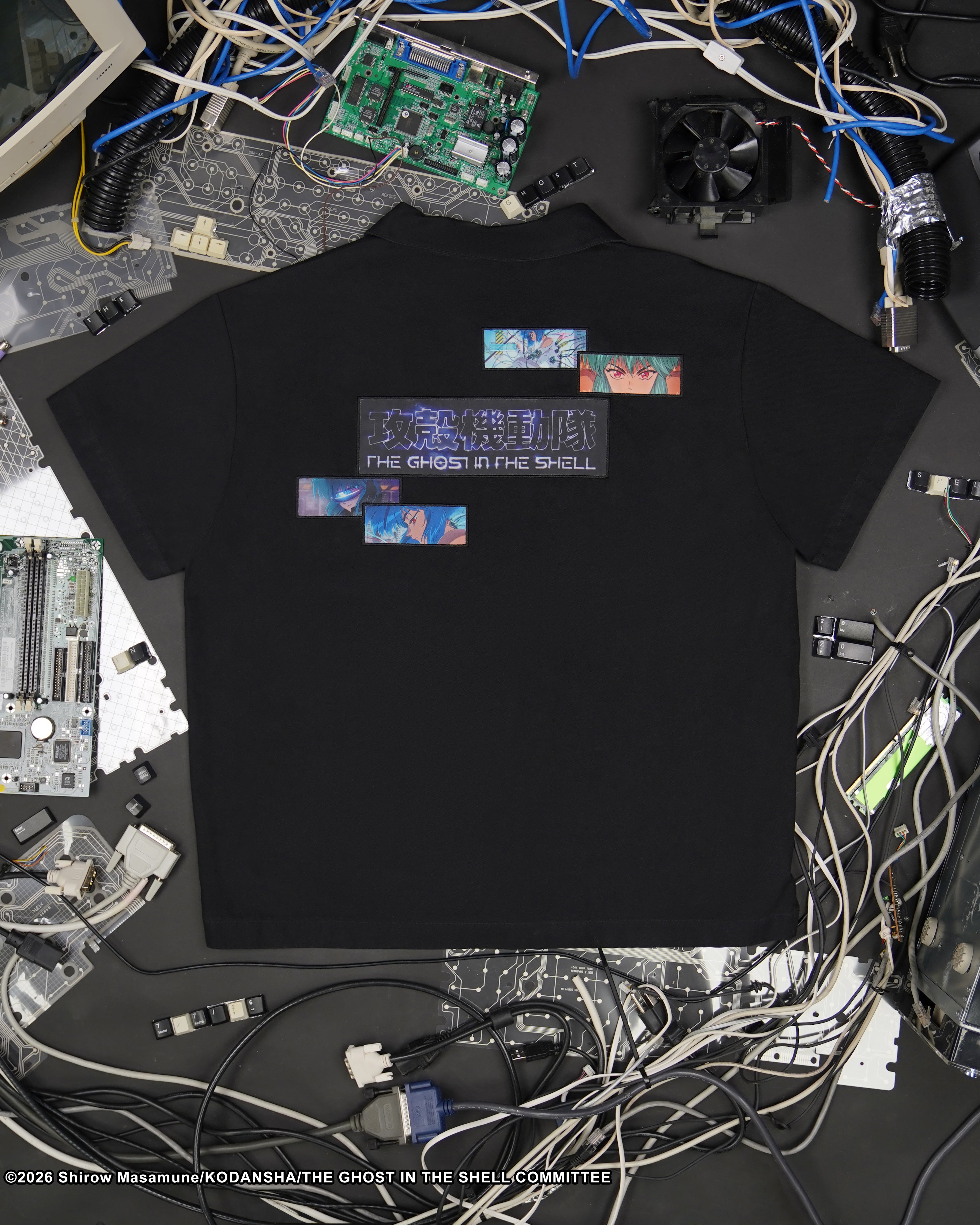 The Ghost in the Shell black ghost splice button up