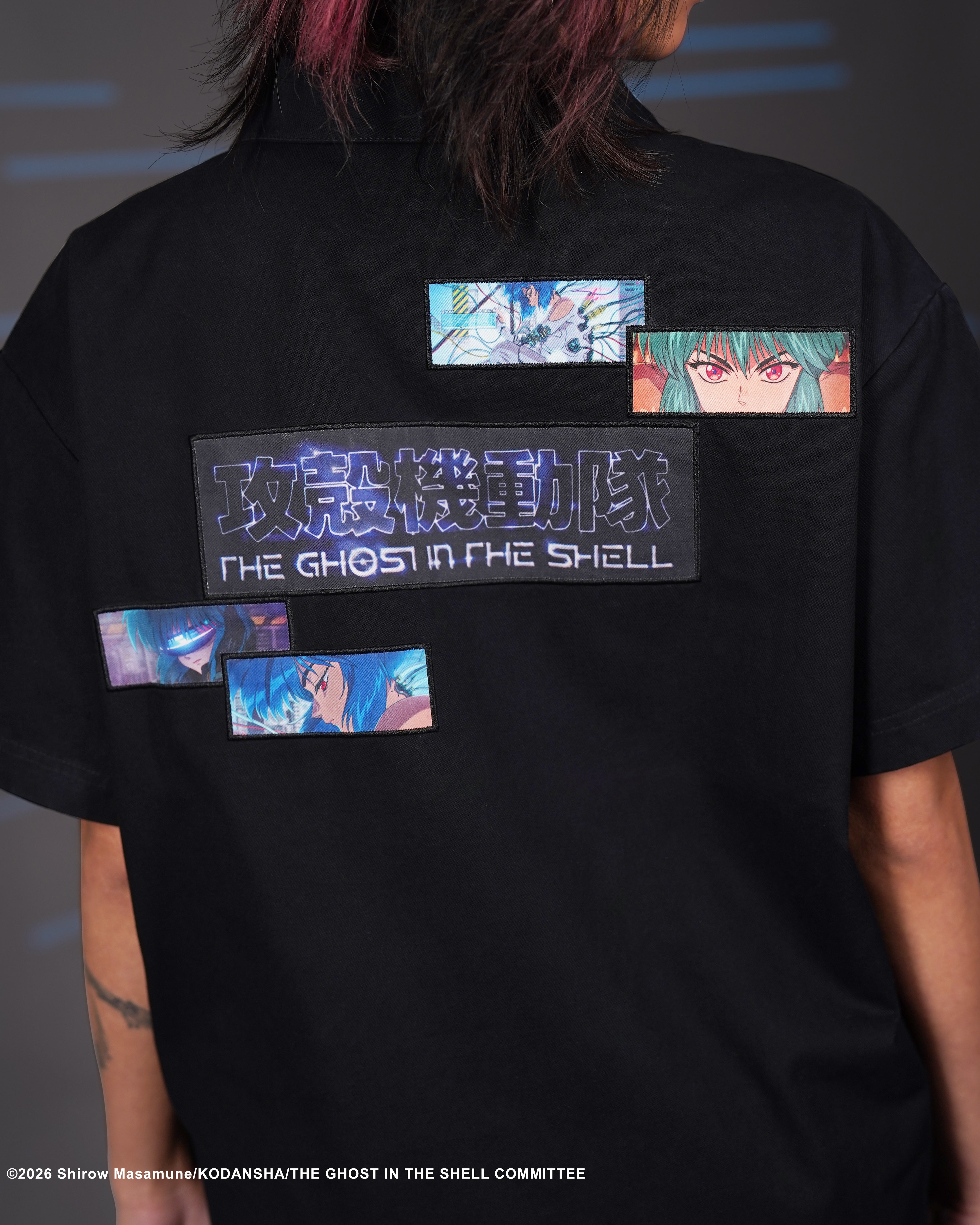 The Ghost in the Shell black ghost splice button up