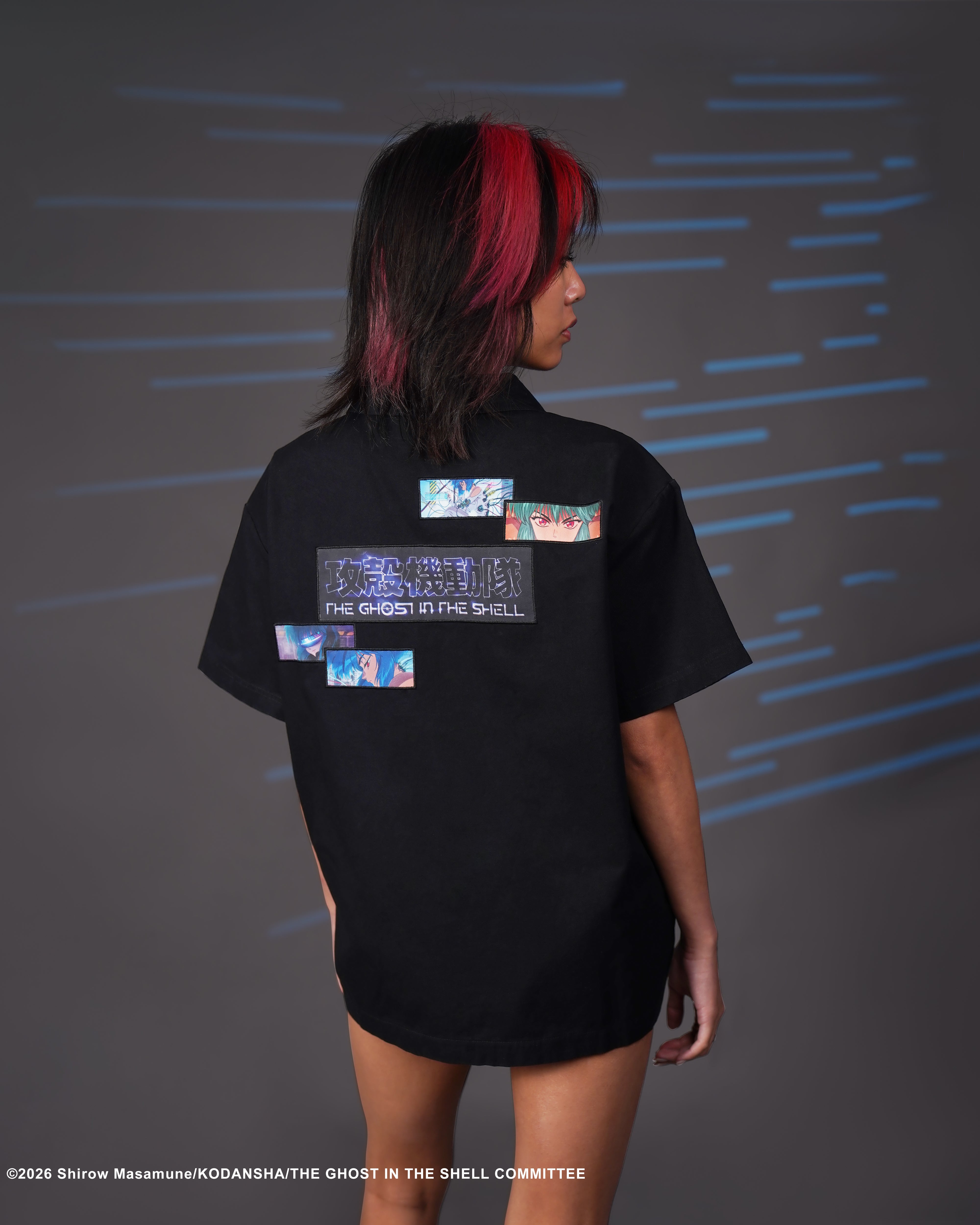 The Ghost in the Shell black ghost splice button up
