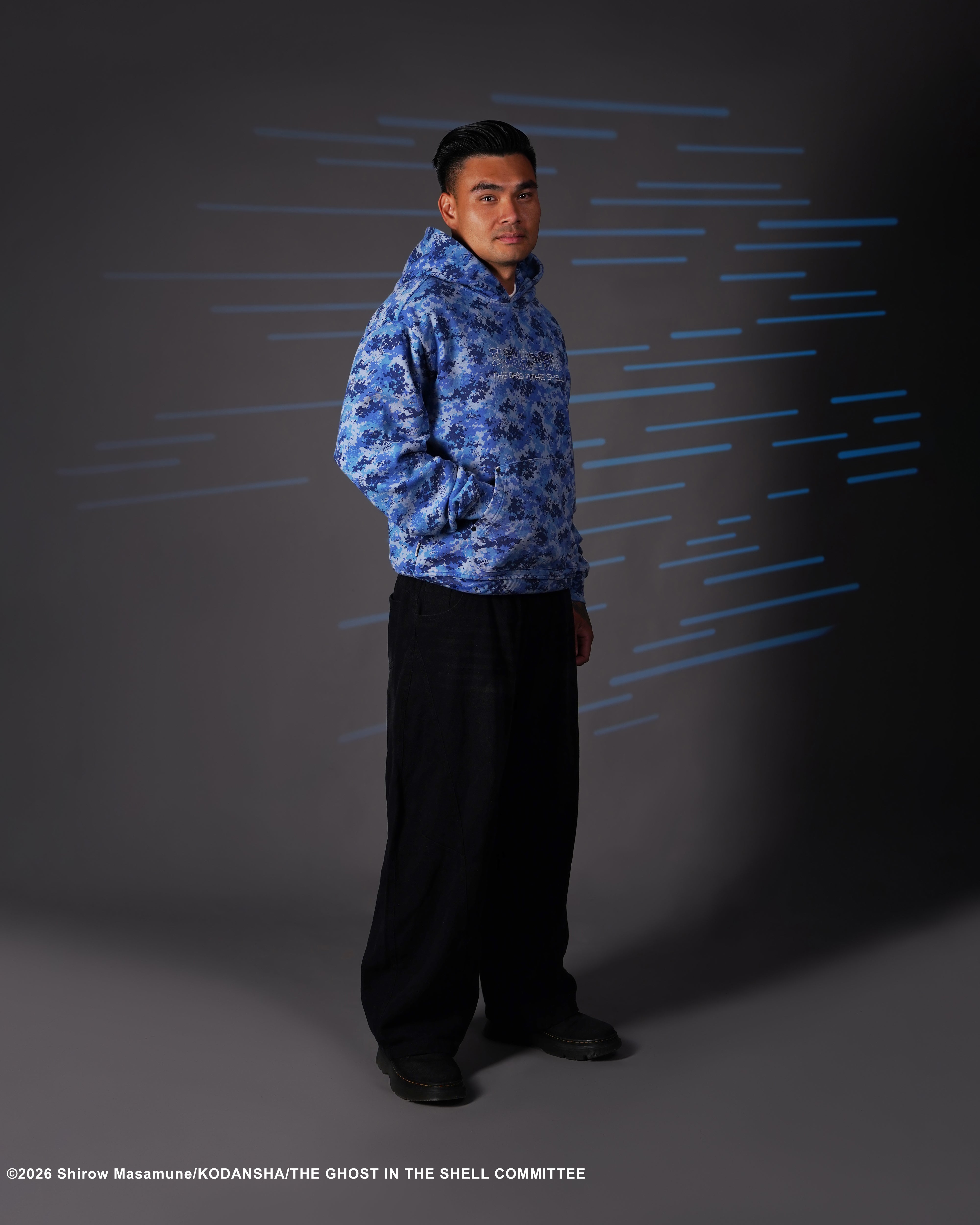 The Ghost in the Shell digital blue camo hoodie